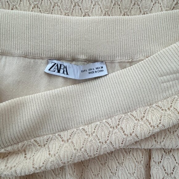 ZARA • Boho Cream Knit Maxi Skirt - Size Medium/Large - Picture 2 of 6